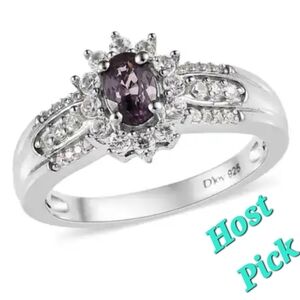 NWT Rare Lavender Spinel Sunburst Ring in Platinum Over Sterling Silver Size 7